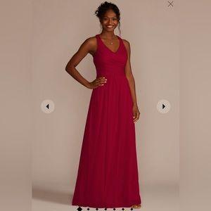 ⭐️NWT⭐️ David’s Bridal • Apple • Bridesmaid Dress Size 6 • Mesh Criss Cross Back